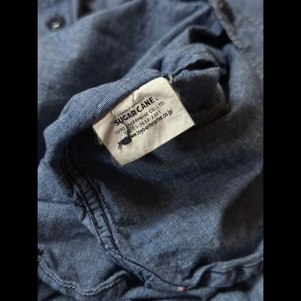 Vintage Mister Freedom Shirt Large Mens 645 Chambray Long Sleeve Button Pocket - Picture 9 of 9